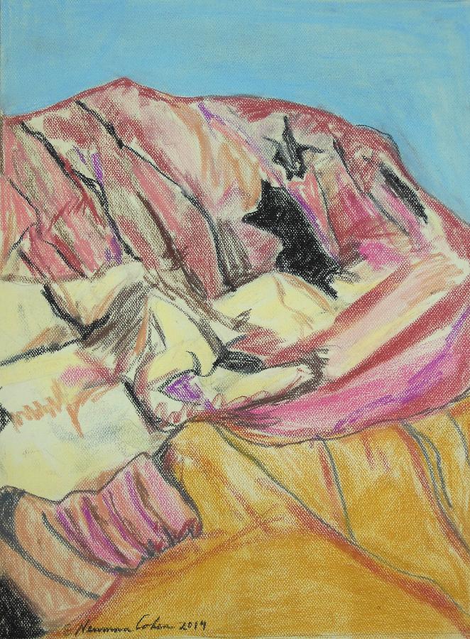 Judean Mountain Caves Drawing by Esther Newman-Cohen