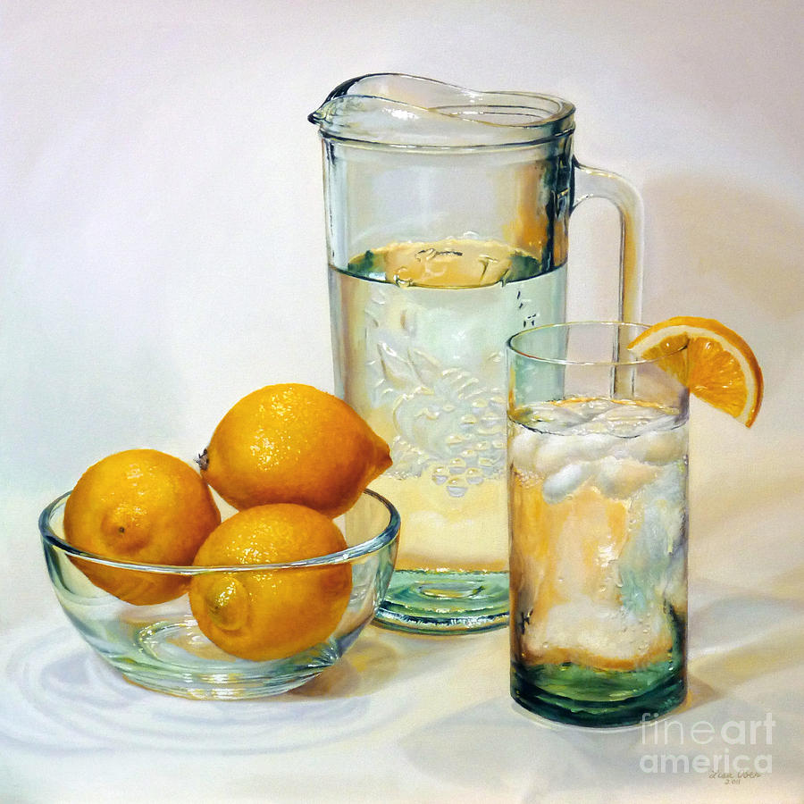 Lemon Painting - Juice Time by Lisa  Ober
