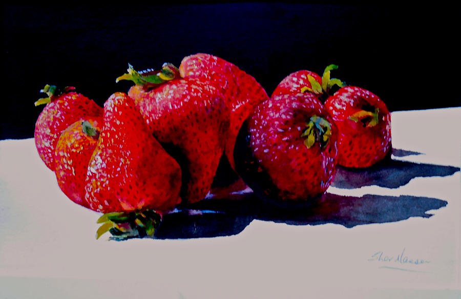 Juicy Strawberries Painting by Sher Nasser