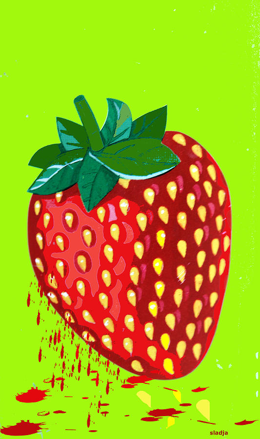 Juicy strawberry Digital Art by Sladjana Lazarevic