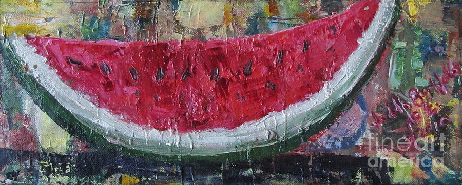 Juicy Watermelon Slice - SOLD Painting by Judith Espinoza