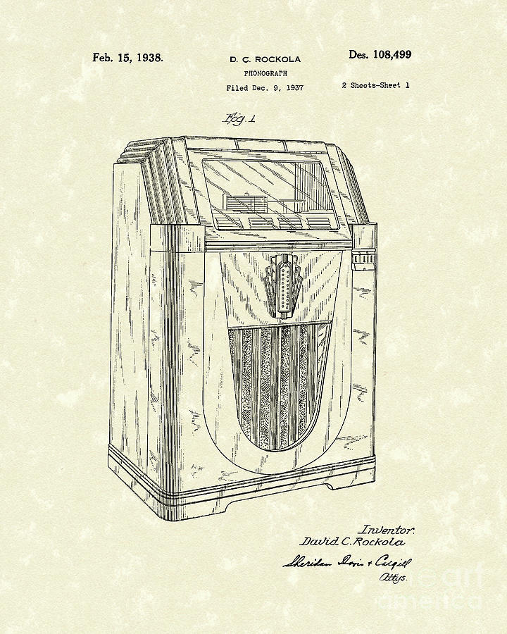 Jukebox 1938 Patent Art  Drawing by Prior Art Design