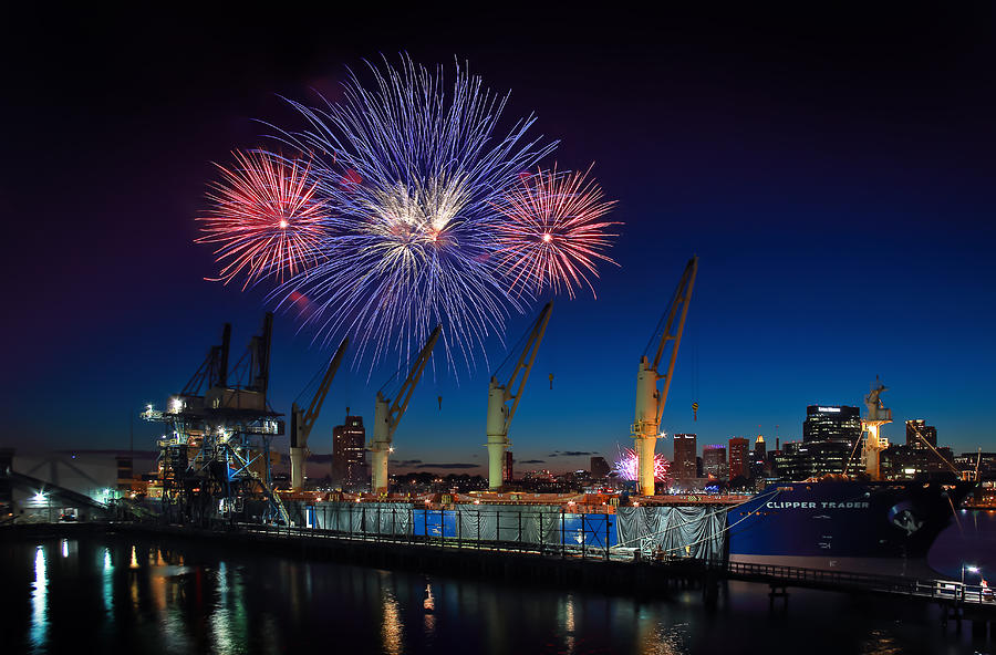 July 4th Fireworks over Baltimore Photograph by SCB Captures Fine Art