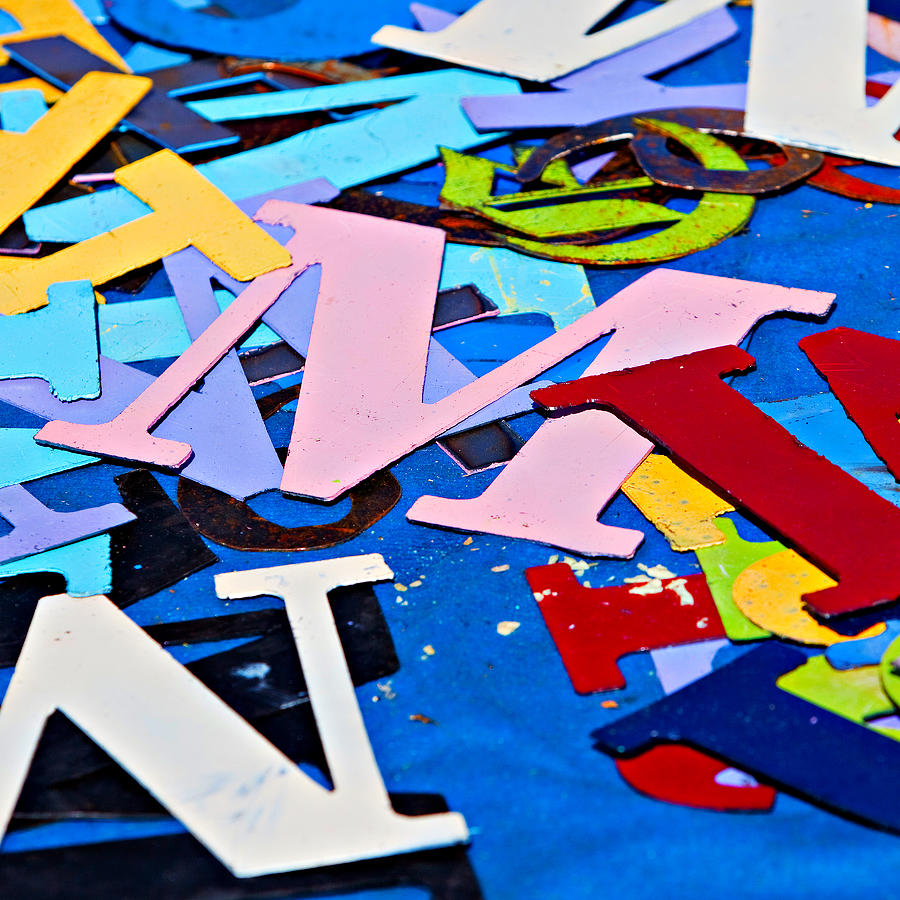 Typography Photograph - Jumble of Letters by Art Block Collections