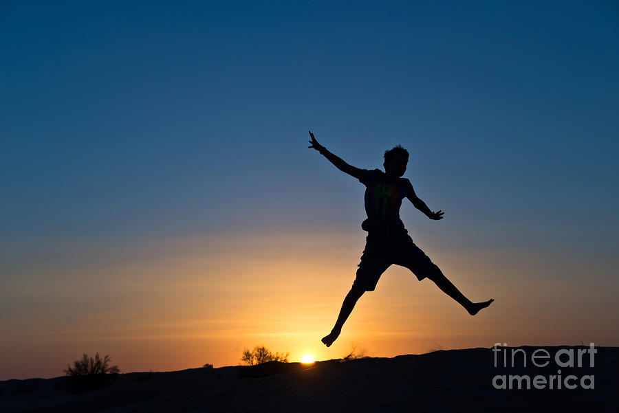 Sunset Photograph - Jump by Delphimages Photo Creations
