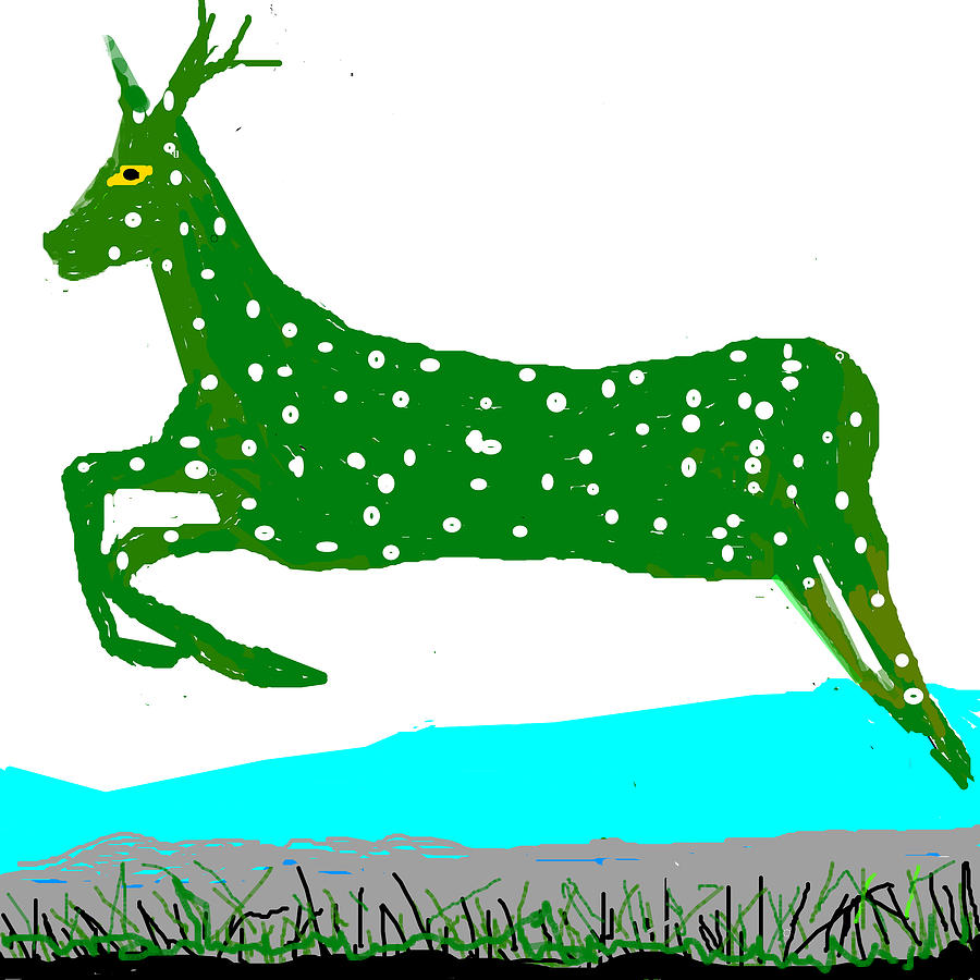 Jumping Deer Digital Art - Jumping Deer by Anand Swaroop Manchiraju