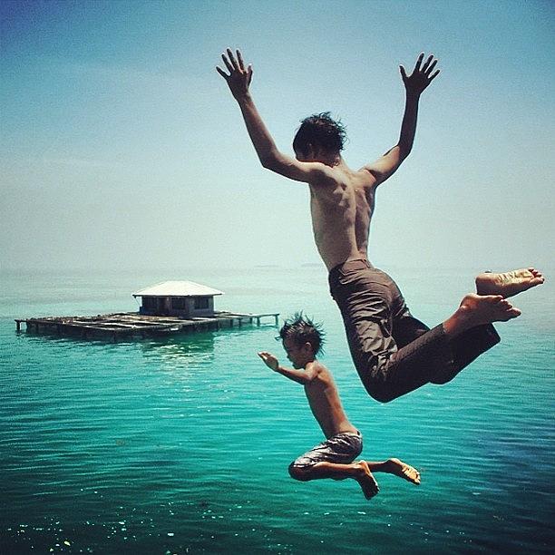 Nature Photograph - Jumping... #sea #child #nature by Dani Daniar
