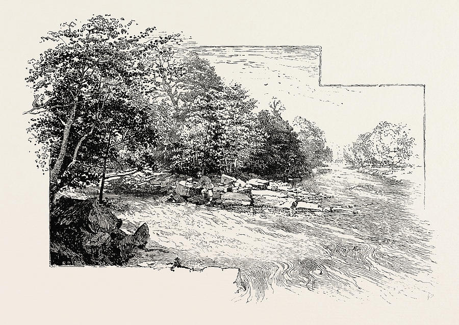 Vintage Drawing - Junction Of The Greta And The Tees by English School