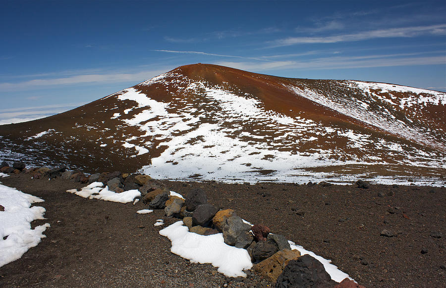 Snowfall on Mauna Kea Volcanoes National Park Photograph by Venetia Featherstone-Witty