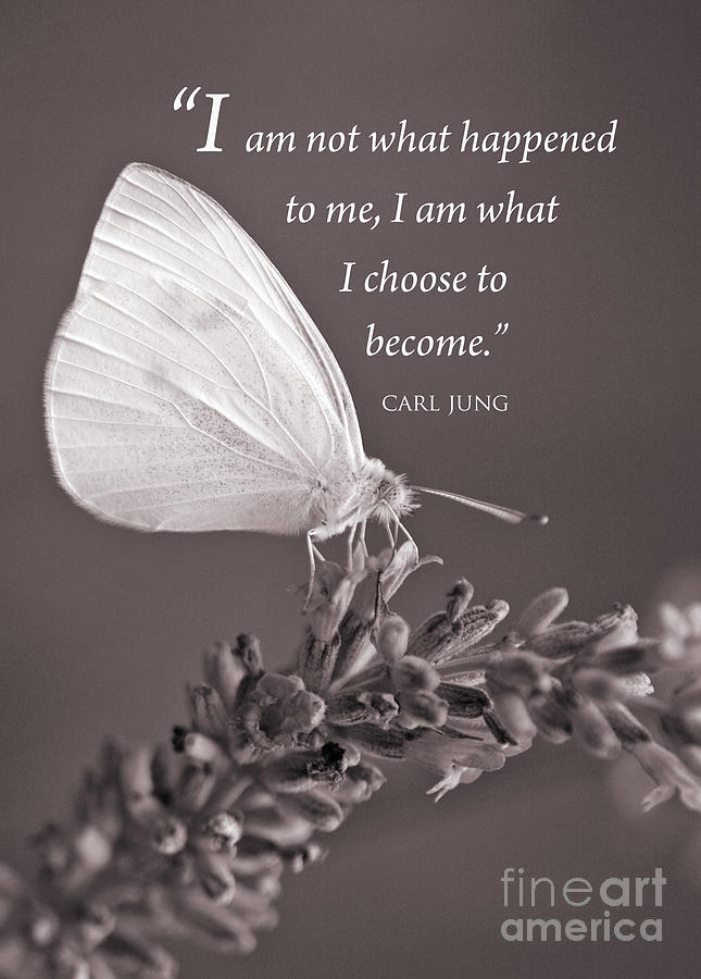 Butterfly Photograph - Jung Quotation and Butterfly by Chris Scroggins