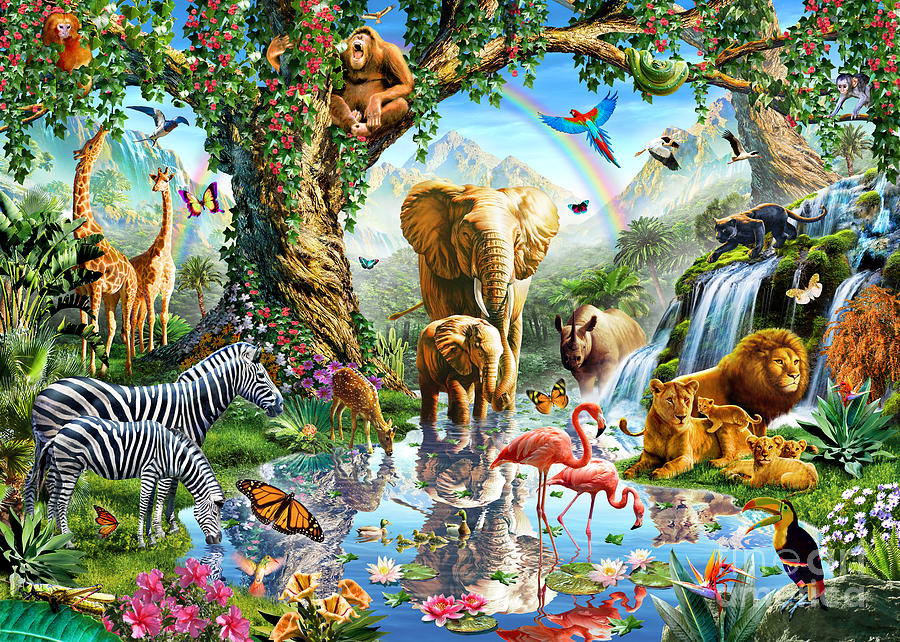 Jungle Lake Digital Art by MGL Meiklejohn Graphics Licensing