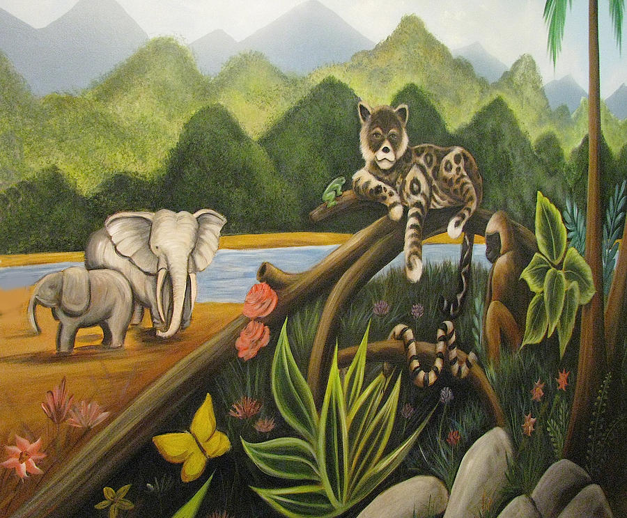Jungle Mural Detail Painting by Melinda Saminski