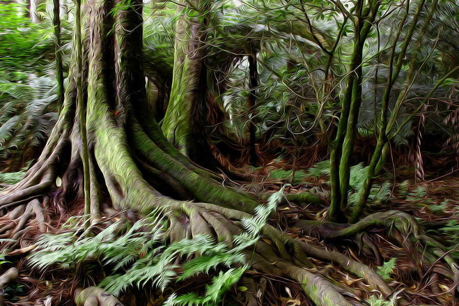 Nature Digital Art - Jungle trunks3 by Les Cunliffe