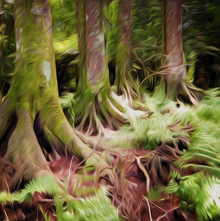 Nature Digital Art - Jungle trunks4 by Les Cunliffe