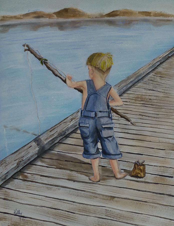 Download Juniors Amazing Fishing Pole Painting by Kelly Mills