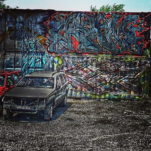 Landscape Photograph - Junkyard Graffiti. #graffiti by Brian Lyons