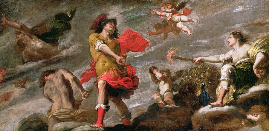 Juno And Mars, C.1650 Painting by Giovanni Battista Carlone