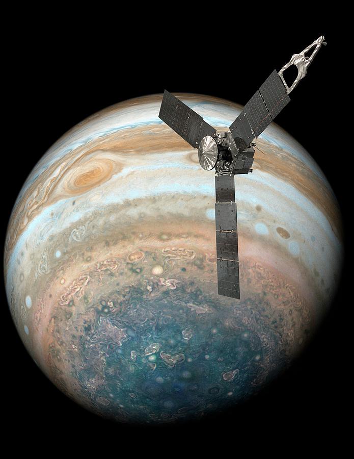 Juno Photograph - Juno Spacecraft At Jupiter by Nasa/science Photo Library