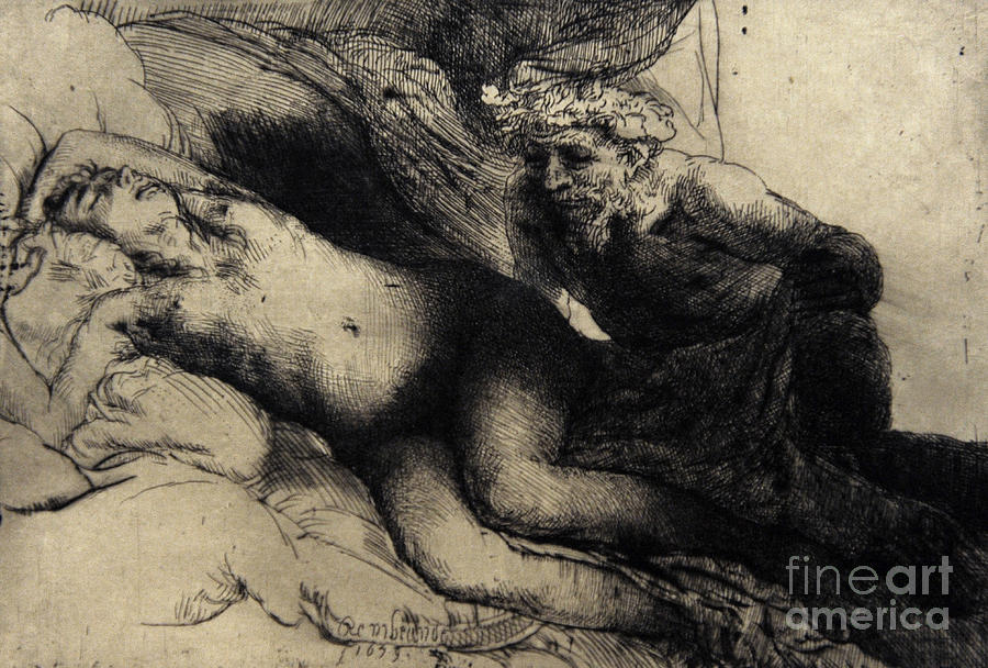 Rembrandt Drawing - Jupiter And Antiope by Rembrandt