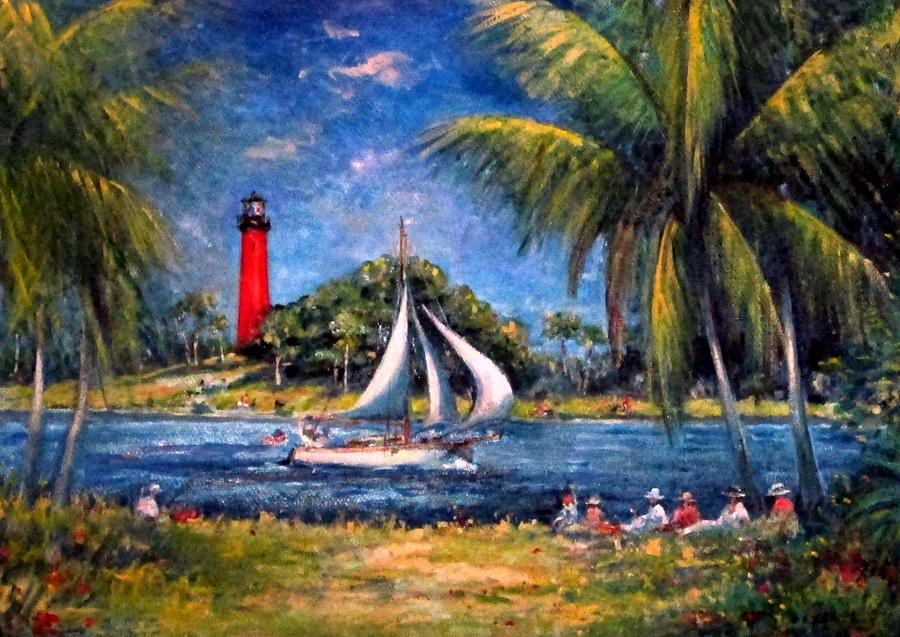 Jupiter Lighthouse Fl  Painting by Philip Corley