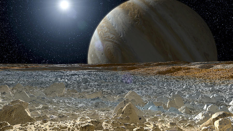 Jupiter Seen From The Surface Of Europa Photograph by Science Source