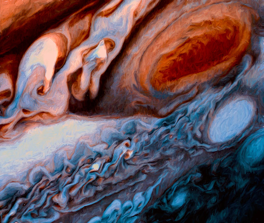 Jupiters Red Spot ala Van Gogh Mixed Media by John Haldane