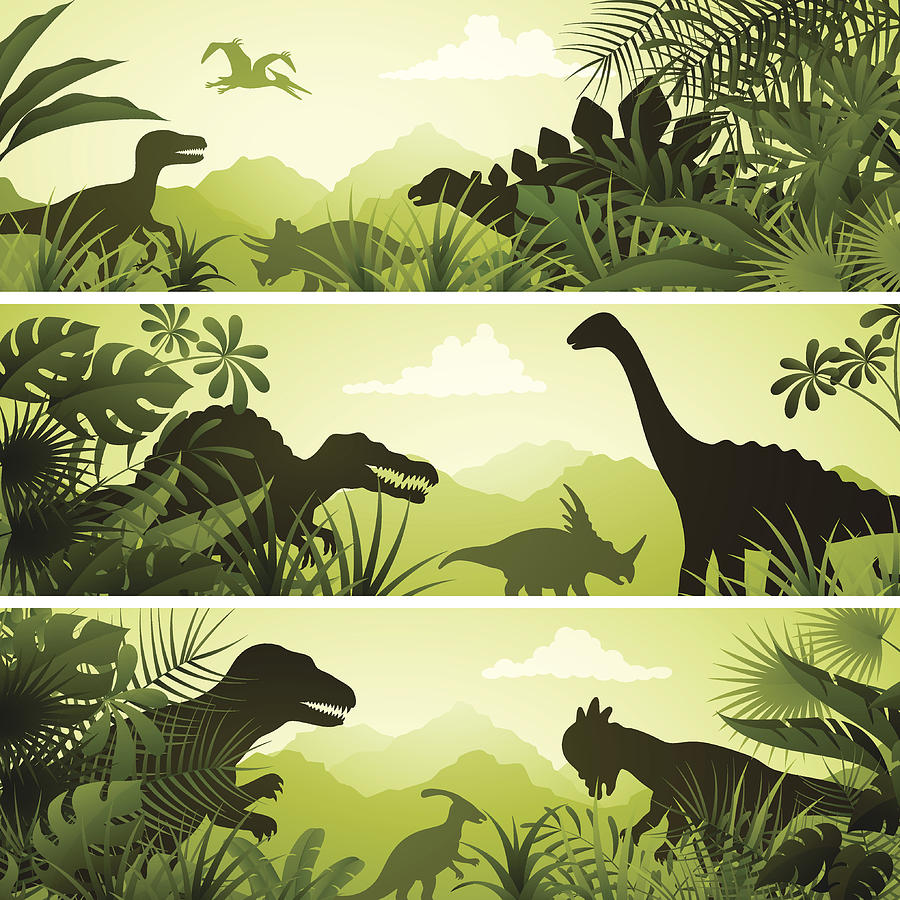 Jurassic Banners Drawing by AlonzoDesign