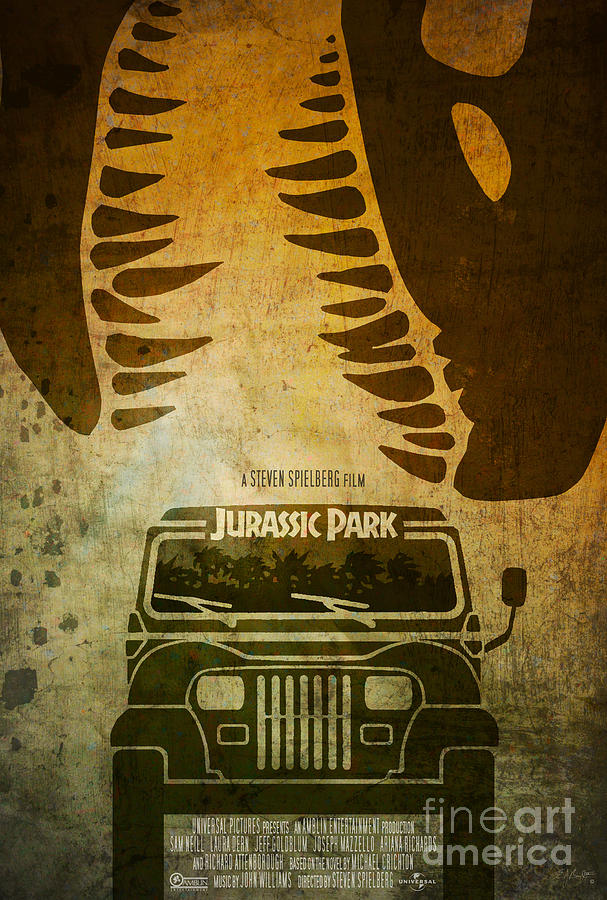 Dinosaur Digital Art - Jurassic Park Movie Poster by Ed Burczyk