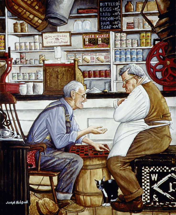 Norman Rockwell Painting - Just A Friendly Game by Joseph Holodook Norman Rockwell Painting - Just A Friendly Game by Joseph Holodook