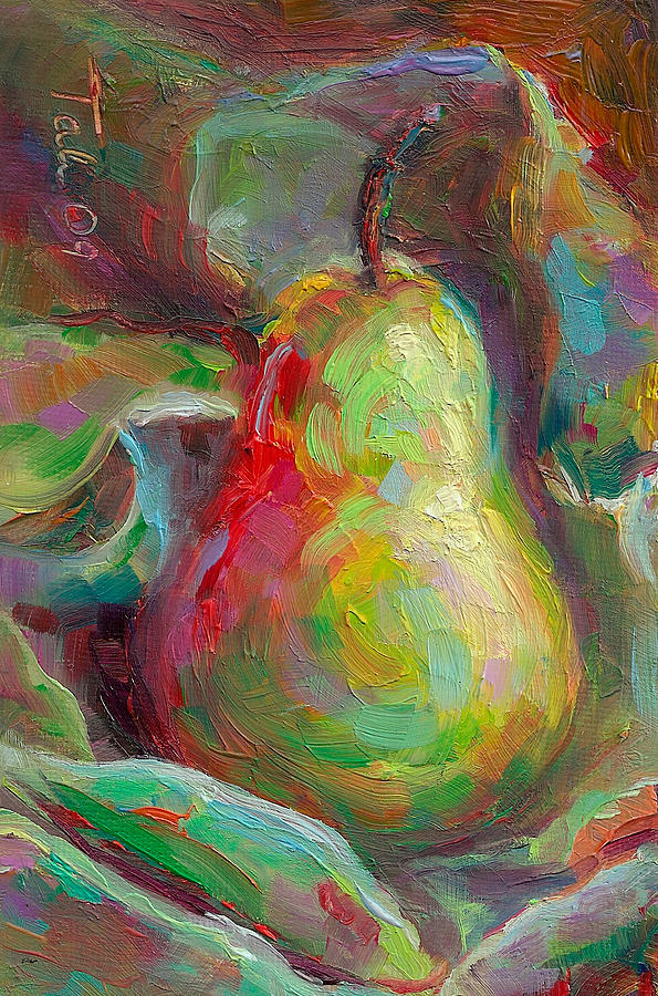Just a Pear - impressionist still life Painting by Talya Johnson