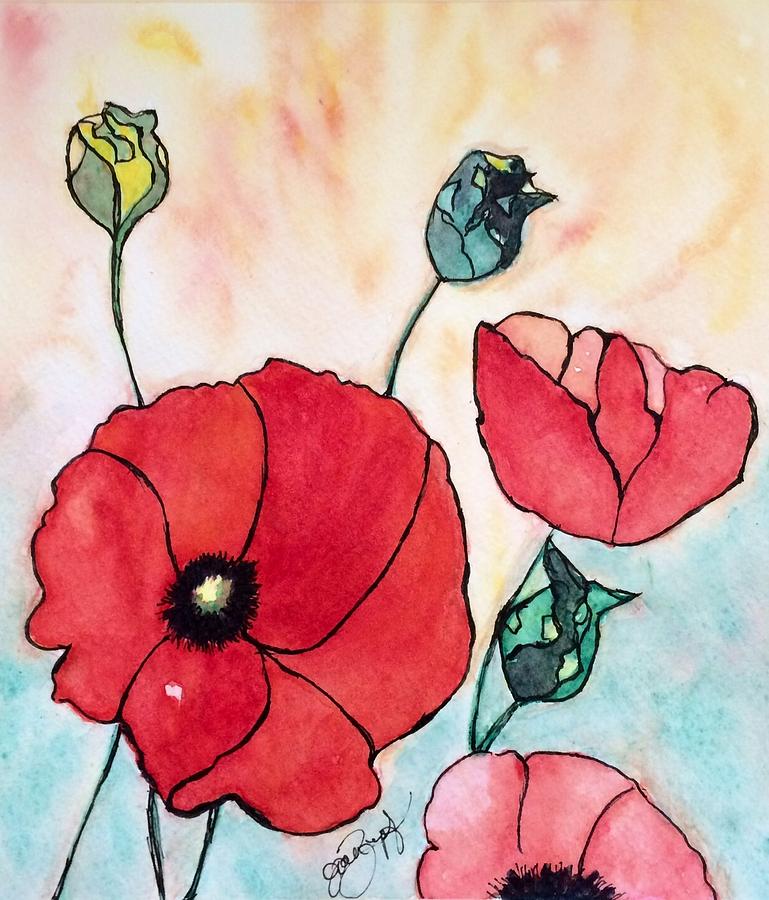 Just a Poppy Painting by Joan Zepf
