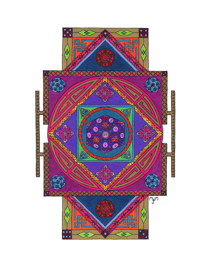 Mandala Drawing - Just Another Roll of the Dice by Mary J Winters-Meyer