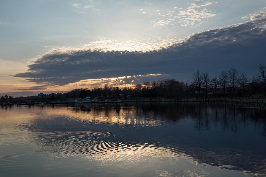 Just Before Sunset - Gray Clouds and Ripples Photograph by Georgia Mizuleva