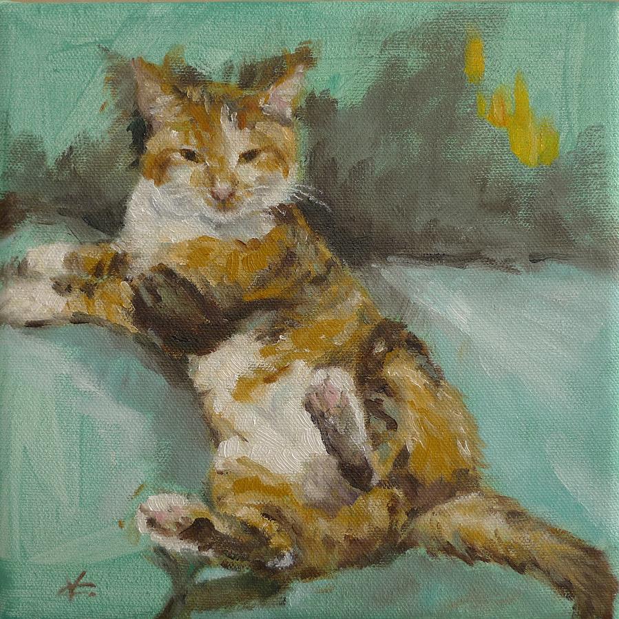 Cat Painting - Just Chillin by Veronica Coulston