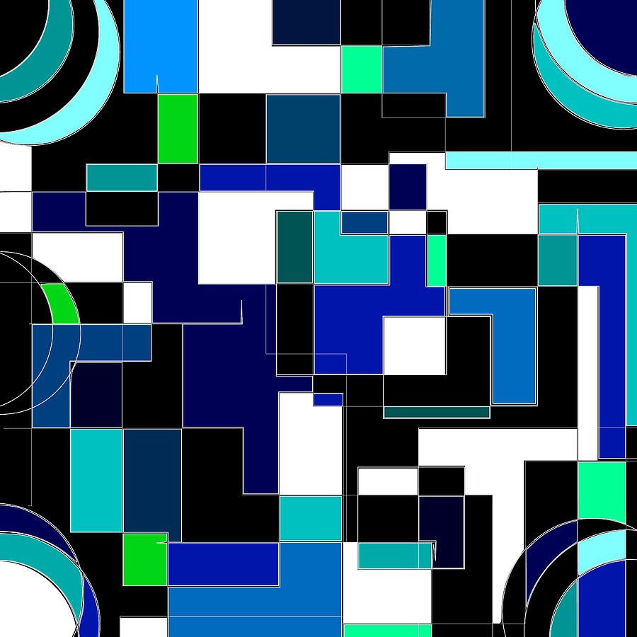Just Colors and Lines Blue Digital Art by Mary Bedy