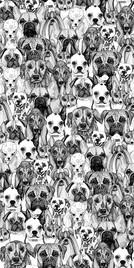 Boston Terrier Drawing - Just Dogs by MGL Meiklejohn Graphics Licensing