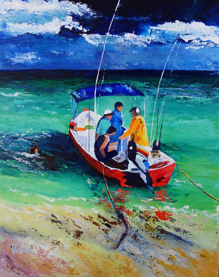 Just Fishin Painting by Valerie Curtiss