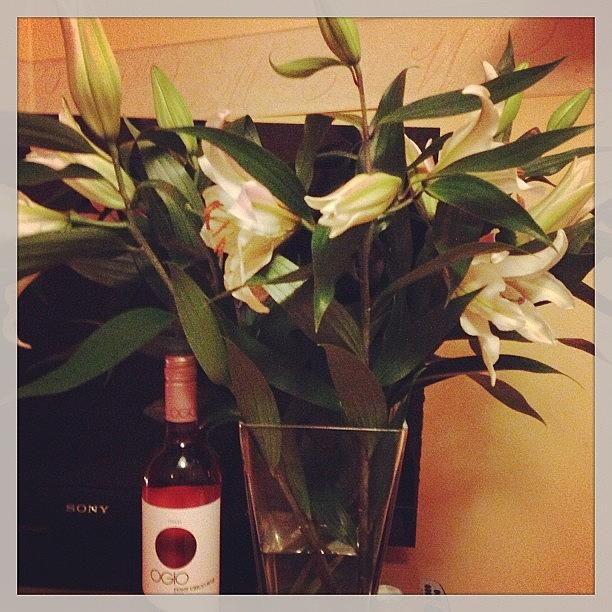 Just Got Home To Flowers And Wine From Photograph by Tori King