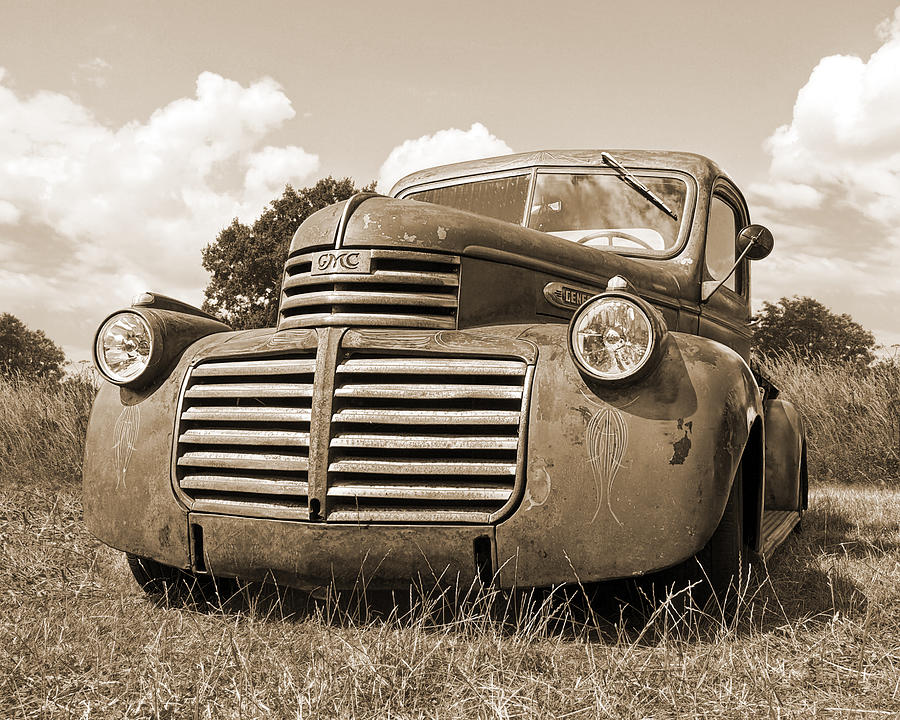 Just Resting - Vintage GMC Truck in Sepia Photograph by Gill Billington