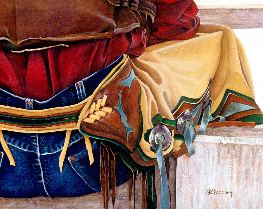 Cowboy Painting - Just Sittin Around by JK Dooley