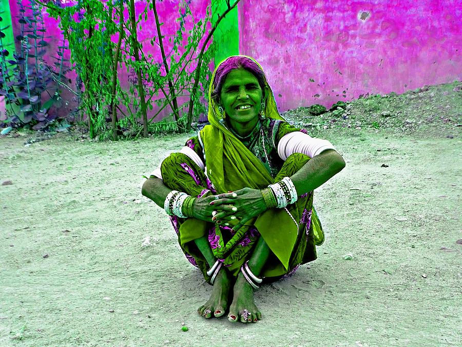 Just Sitting 1f - Woman Portrait - Village India Rajasthan Photograph by Sue Jacobi