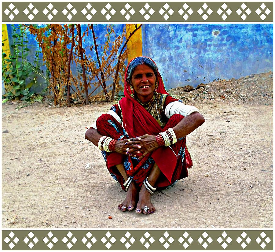 Just Sitting 1j - Woman Portrait - Village India Rajasthan Photograph by Sue Jacobi