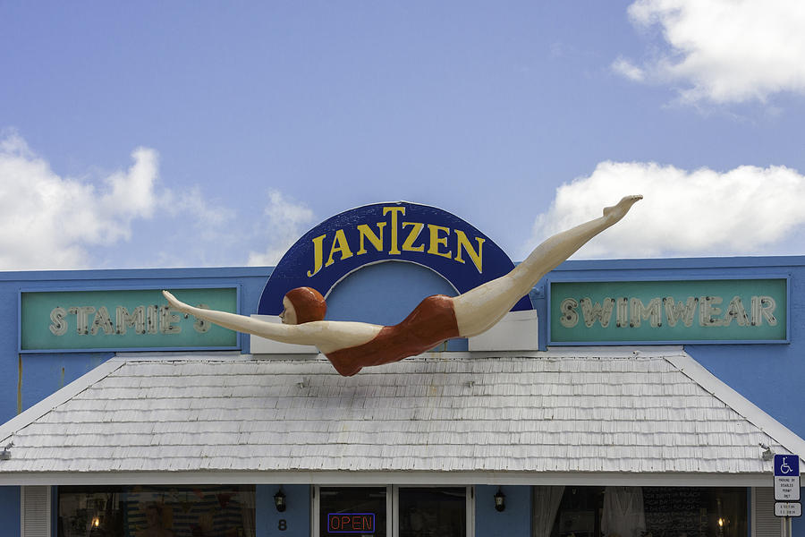 Just Wear a Smile and a Jantzen - Sign Photograph by Karen Stephenson