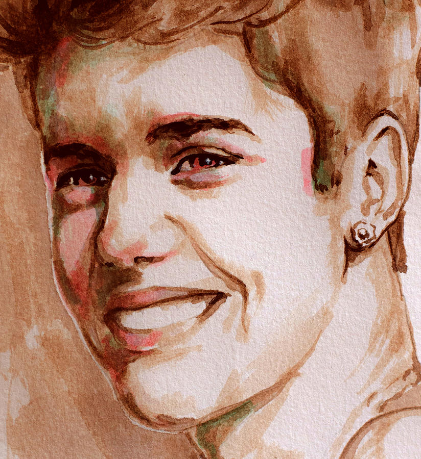 Justin Bieber watercolor portrait Painting by Laur Iduc