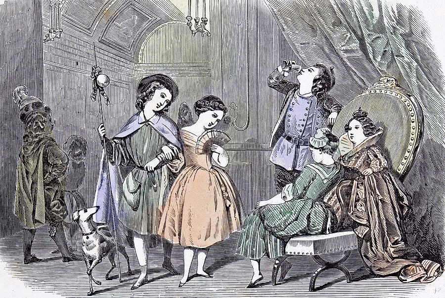 Paris Drawing - Juvenile Fancy Ball Paris Children 1847 Bals Costums Paris by English School