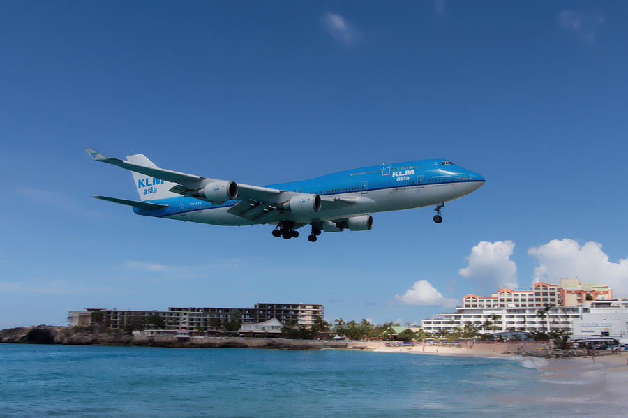 Airport Photograph - K L M at St. Maarten by David Gleeson