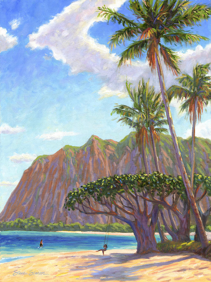 Kaaawa Beach - Oahu Painting by Steve Simon