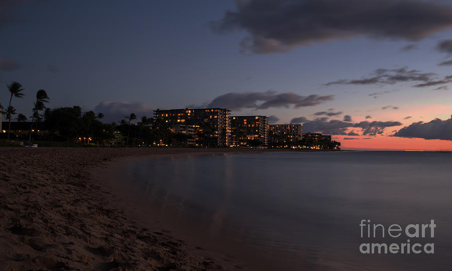 Kaanapali Beach at Night Maui Hawaii Photograph by Edward Fielding