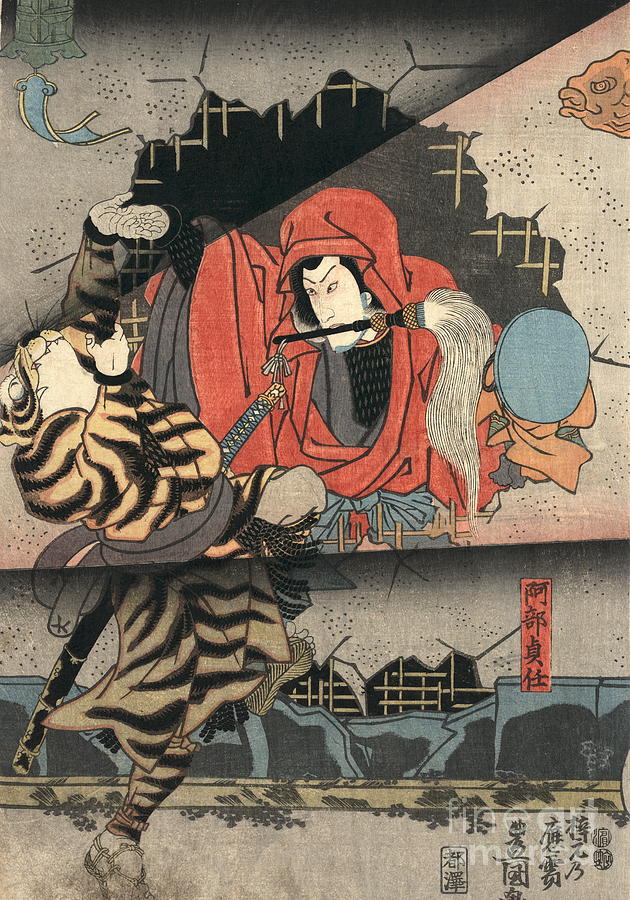 Kabuki Actors Triptych 1847 Middle Photograph by Padre Art