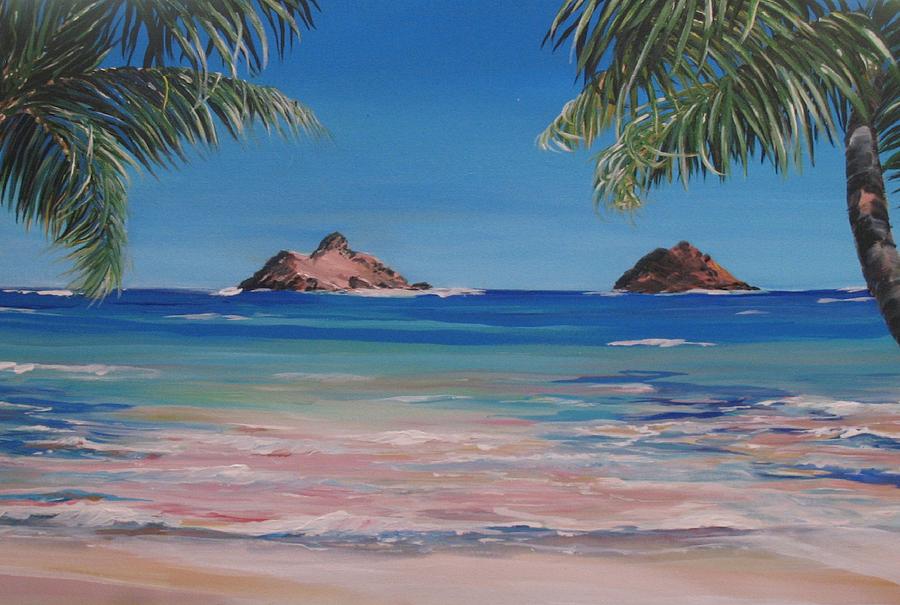 Kailua Beach Painting - Kailua Beach Palms by Linda Briggs
